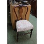 Delicate 19thC Walnut Inlaid balloon back chair over turned base