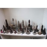 Large collection of Cornish Serpentine Lighthouses of assorted sizes 7cm to 22cm (23 + 4 others)