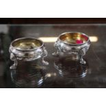 Pair of Silver Simple Silver Salts with gilded interiors over stepped feet London 1796 140g total