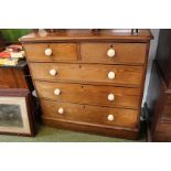 Victorian Pine Chest of 2 over 3 drawers with Porcelain handles