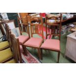 Set of 3 Arts & Crafts chairs with pierced backs over drop in seats and tapering legs