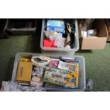3 Boxes of assorted bygones inc. Wartime Postcards, Puzzles etc