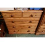 Pine Chest of 2 over 3 drawers with turned handles