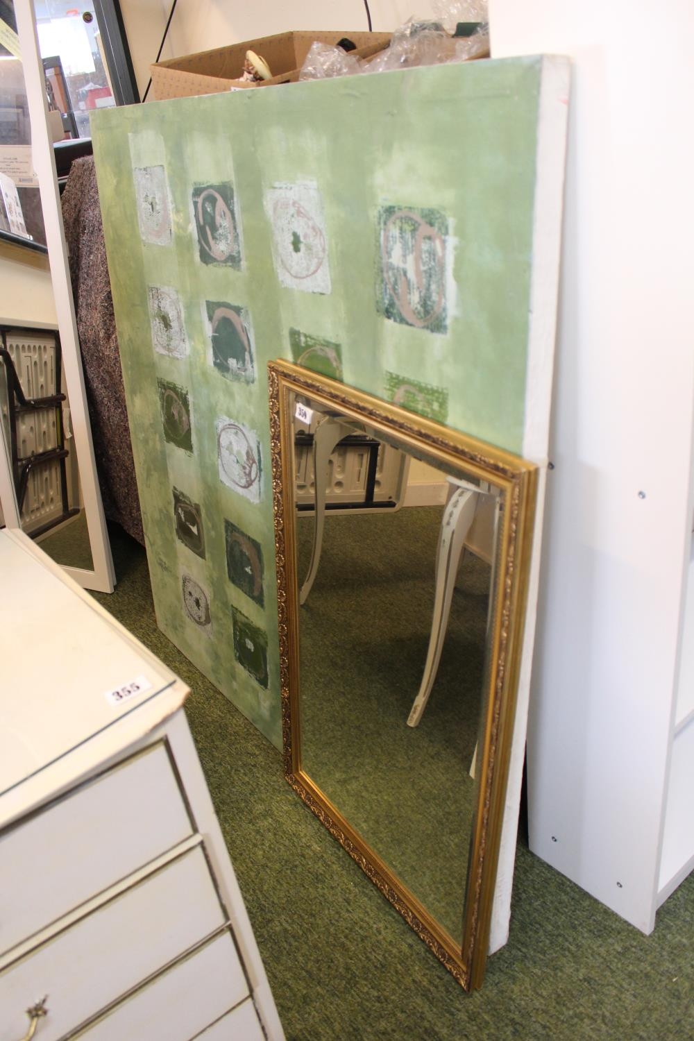 Gilt Framed mirror and a Large Canvas print