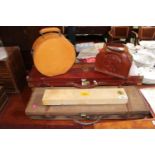 Brown Leather Gun Case and assorted Cases and Shooting related items