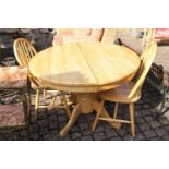 Beech Circular table and 2 kitchen chairs