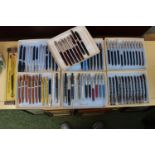 Seven Trays of assorted Sheaffer Pens and Pencils of assorted Designs inc Marble Pen stand and a