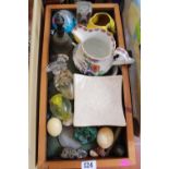 Bretby Pottery Apple vase, assorted Paperweights and rock specimen samples