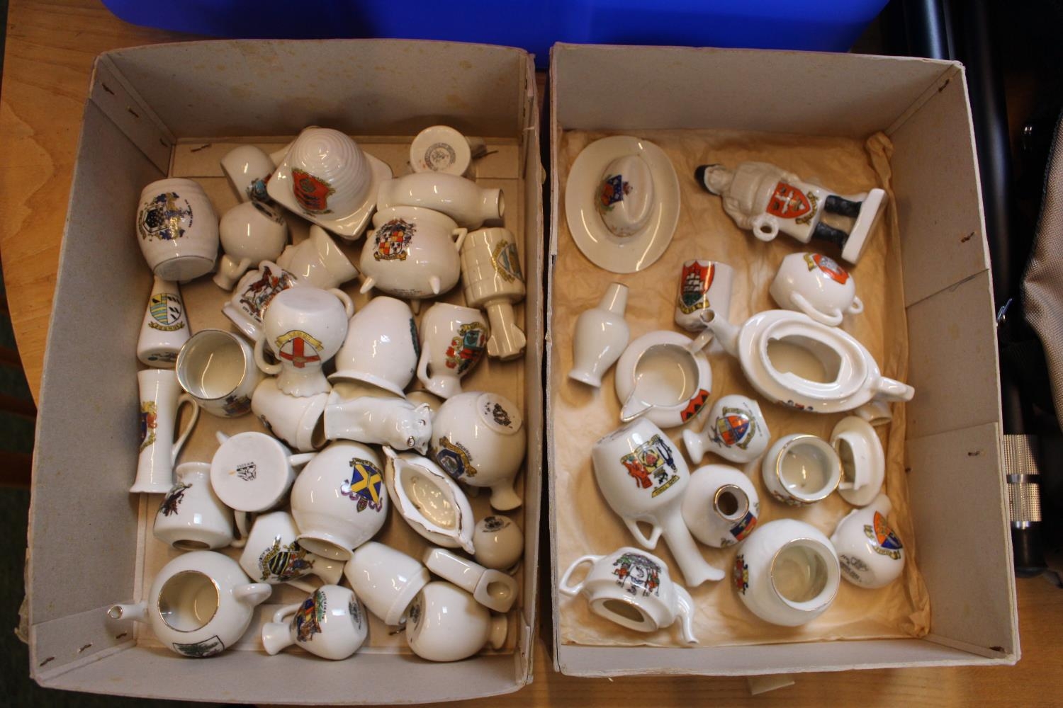Good collection of Crested China inc Goss, Arcadian etc inc. Arcadian Aerial Torpedo and Shelley