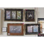 Set of 4 Faux Bamboo framed Crane prints