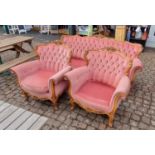 Upholstered Button back show frame sofa suite