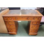 Late Victorian Leather topped Ladies desk over pedestal base