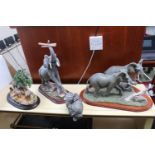 Boxed Lenox Elephant and other Elephant figures