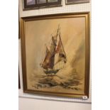 Ben Maile (1922-2017). Print of a Yacht within gilt frame