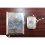 Oblong Silver Cigarette case Chester 1922 by W H Tendy and a Silver Match Vesta Birmingham 1921 by