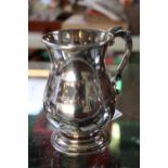 SIlver Ale Tankard engraved with scroll design handle. London 1901 by Charles Boyton. 245g total
