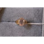 Ladies 9K Yellow Gold Ring set with Rose Quartz and Tanzanite ring 4.3g total weight. Size N