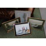 Collection of 4 Framed watercolour inc. Maritime and Countryside