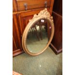 Oval Gesso Gilt framed wall mirror