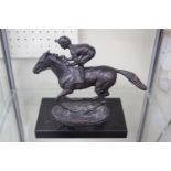 David Cornell bronze sculpture 'Champion Finish': featuring Lester Piggott on Nijinsky dated 1985,