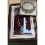 Indonesian White metal Neckalce and a Cased Necklace set 118g total weight