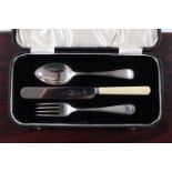 Cased Silver Christening Fork, Spoon and a Butter knife set