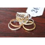 Collection of 5 Ladies Gem Set rings Size R