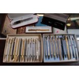 Good collection of assorted Gold plated, Silver and other Sheaffer Pens and Fountain Pens