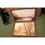 Margaret Turner 20thC Pair of Oil on canvas countryside scenes signed