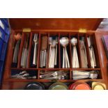 Viners of Sheffield Stainless steel canteen of Cutlery contained in a fitted Teak box