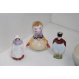 Staffordshire figure of a Imp on Mushroom & 2 Crown Staffordshire figures