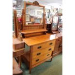 Edwardian Satinwood Dressing chest of 3 drawers with surmounted mirror