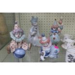 Set of 4 Lladro figures of clowns