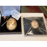 Ladies 9ct Gold Cameo and earring Suite and a 3 Graces 9ct Gold Cameo