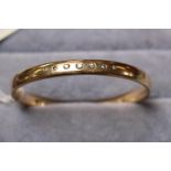 Ladies Solid 9ct Gold Bangle with Seven Diamond setting 46.1g total weight