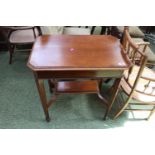 Oak 1920s Shaped top table with beaded decoration over tapering legs and cruciform support