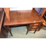 Narrow Oak desk with cup handles and 3 drawers