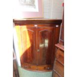 Georgian Mahogany Corner cabinet with panel mahogany doors with single drawer to base flanked by