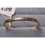 Ladies Solid 18ct Bangle with Seven Diamond Setting 26.5g total weight