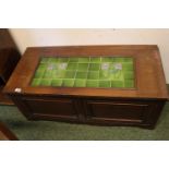 Edwardian Inlaid ottoman with Tiled Art Nouveau top