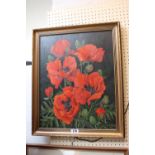 Joyce Acres 'Oriental Poppies' Oil on board 20'' x 16''