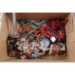 Box of assorted Costume jewellery inc. Necklaces, Polished stone tree and assorted jewellery