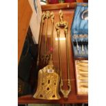 3 Piece Edwardian Companion set and a Brass Toasting fork