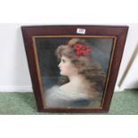 Oak framed Vintage print by Asti Agnew of a Young woman