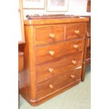 Victorian Walnut Chest of 2 over 3 drawers with turned handles