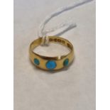 Ladies 18ct Gold Turquoise Set ring 2.7g total weight Size M