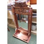 20thC Wall mirror with applied foliate decoration over shelf with pierced supports