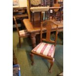 Set of 4 Oak dining chairs with drop in upholstered seats