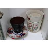 2 Japanese Imari plates, Studio Pottery Jardinière and 3 Florabunda Pots