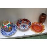 Collection of assorted ceramics and glassware inc. Imari Bowl, Japanese Blue & White plate etc